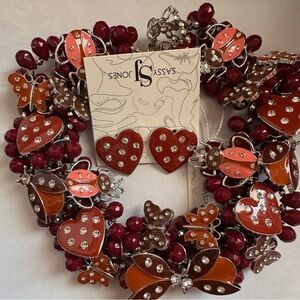 Sassy Jones Red and Orange Beaded Necklace Set